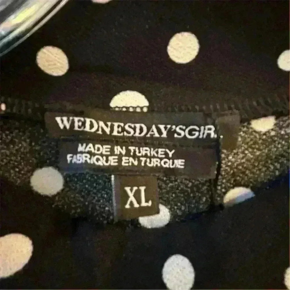 Wednesday's Girl Women's XL Black Polka Dot Knee Length Dress Casual - Picture 3 of 8